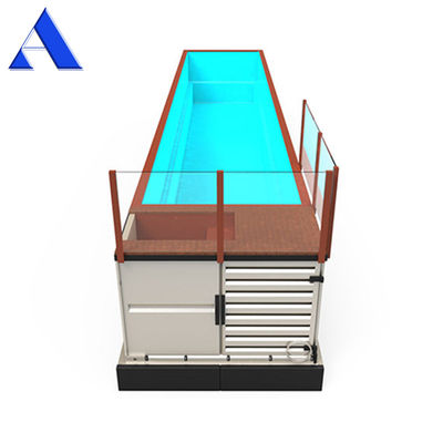 40ft Container de navegação piscina exterior com estrutura durável Corten-A e piso de compensado