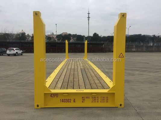 Equipamento de transporte Container de rack plano de 40 pés com poste de canto fixo de aço Carga útil máxima 47370KGS Certificado ISO
