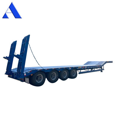 12489 x 2480 x 1530mm 2/3 eixos aço carbono extensível Lowboy Lowboy Flatbed Semi Truck Trailer para carga máxima 20-100 toneladas