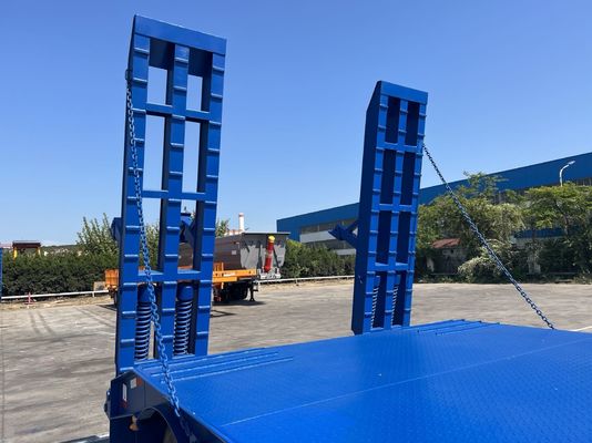 12489 x 2480 x 1530mm 2/3 eixos aço carbono extensível Lowboy Lowboy Flatbed Semi Truck Trailer para carga máxima 20-100 toneladas