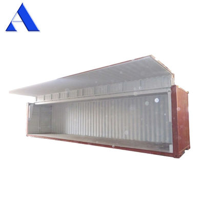 Container de embarque de porta lateral aberta de 40 pés com placa CSC de cilindro hidráulico elétrico e capacidade de 76,4 CBM
