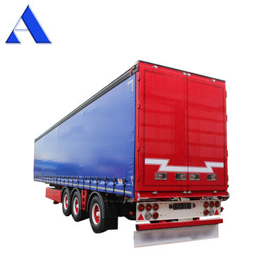 11R22.5 Pneus 3 eixo PVC cortina lateral Container de transporte Shandong 40ft Van Box Semi-trailer com 28Ton Standard Landing Gear