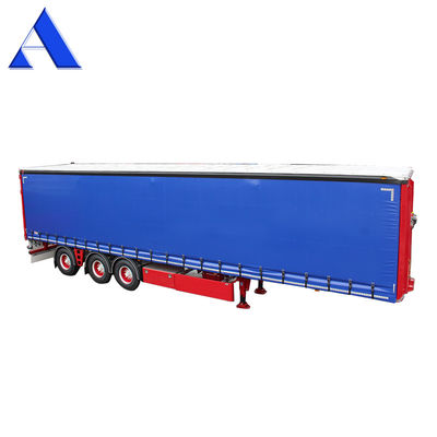 11R22.5 Pneus 3 eixo PVC cortina lateral Container de transporte Shandong 40ft Van Box Semi-trailer com 28Ton Standard Landing Gear