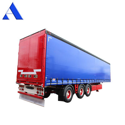 11R22.5 Pneus 3 eixo PVC cortina lateral Container de transporte Shandong 40ft Van Box Semi-trailer com 28Ton Standard Landing Gear