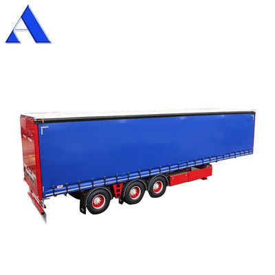11R22.5 Pneus 3 eixo PVC cortina lateral Container de transporte Shandong 40ft Van Box Semi-trailer com 28Ton Standard Landing Gear