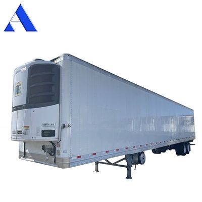 Caminhão semirreboque 2 eixos 8 rodas 40ft 48ft 53ft de leito plano 12R22.5 Pneus Van Reefer aço isolado Material de ferro TS16949 Certificado
