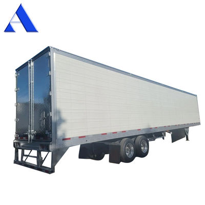 Caminhão semirreboque 2 eixos 8 rodas 40ft 48ft 53ft de leito plano 12R22.5 Pneus Van Reefer aço isolado Material de ferro TS16949 Certificado
