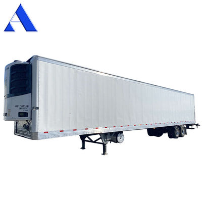 Caminhão semirreboque 2 eixos 8 rodas 40ft 48ft 53ft de leito plano 12R22.5 Pneus Van Reefer aço isolado Material de ferro TS16949 Certificado