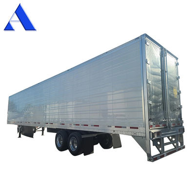 Caminhão semirreboque 2 eixos 8 rodas 40ft 48ft 53ft de leito plano 12R22.5 Pneus Van Reefer aço isolado Material de ferro TS16949 Certificado