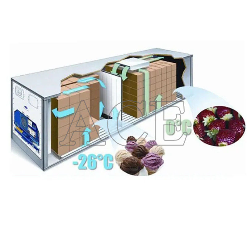 Container iso refrigerado de 40 pés com carga útil máxima 27580KG 28.4CBM Capacidade Refrigerador e Chiller Reefer de temperatura dupla