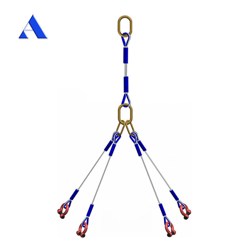 DNV 2.7-1 Sling de fio de aço padrão de 5 pernas tipo de olho de elevação olho invertido para venda de contêineres offshore