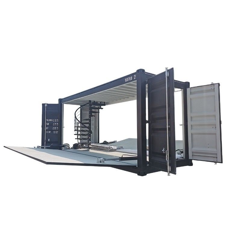 Profissional abertura lateral personalizada 20ft Container de transporte Loja de café Fast Food Loja com escada e trilho de segurança superior
