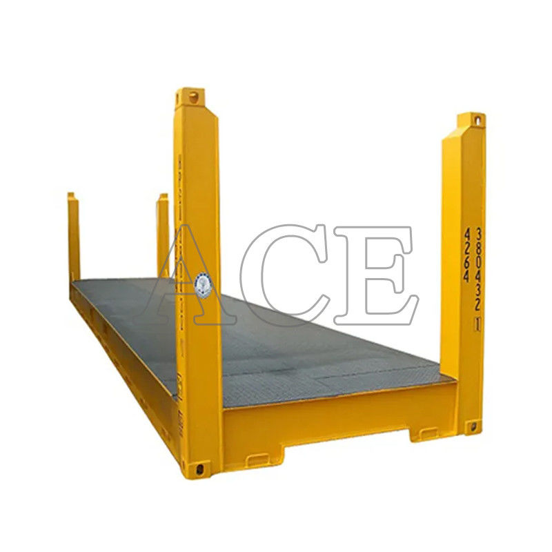 Equipamento de transporte Container de rack plano de 40 pés com poste de canto fixo de aço Carga útil máxima 47370KGS Certificado ISO