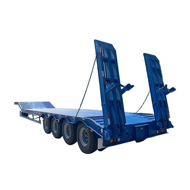 12489 x 2480 x 1530mm 2/3 eixos aço carbono extensível Lowboy Lowboy Flatbed Semi Truck Trailer para carga máxima 20-100 toneladas