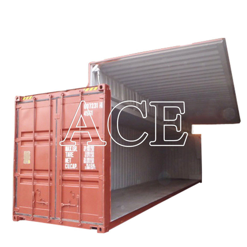 Container de embarque de porta lateral aberta de 40 pés com placa CSC de cilindro hidráulico elétrico e capacidade de 76,4 CBM