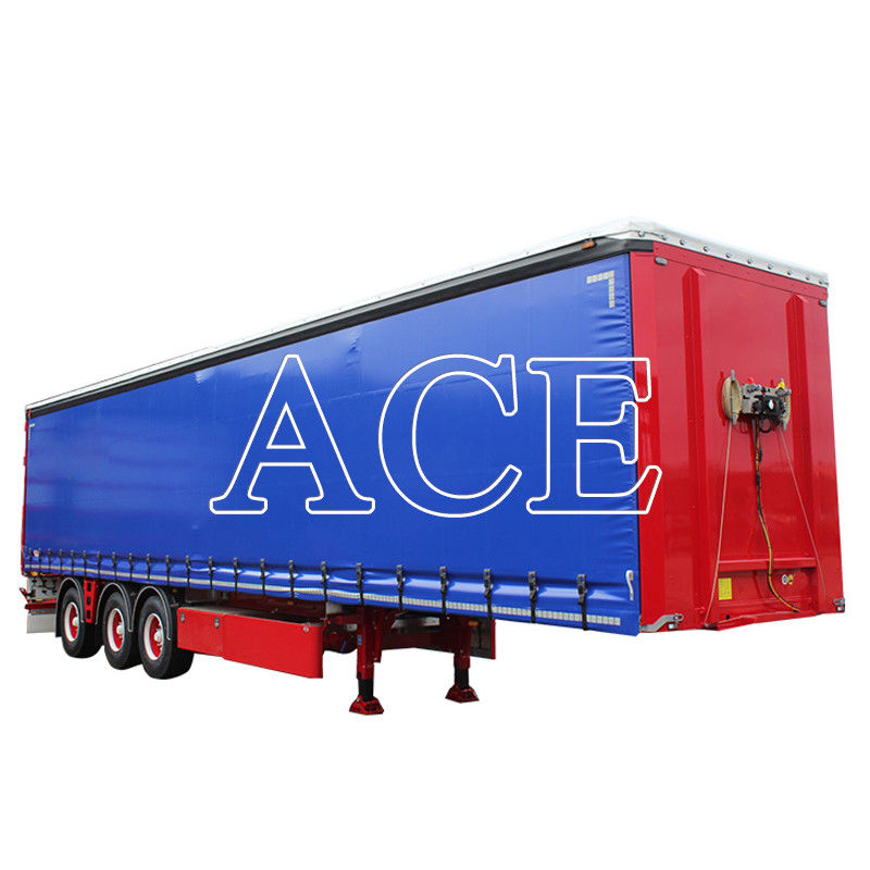 11R22.5 Pneus 3 eixo PVC cortina lateral Container de transporte Shandong 40ft Van Box Semi-trailer com 28Ton Standard Landing Gear